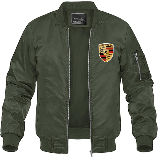 Men’s Porsche Car Lightweight Bomber Jacket Windbreaker Softshell Varsity Jacket Coat