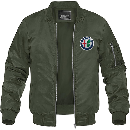 Men's Alfa Romeo Car Lightweight Bomber Jacket Windbreaker Softshell Varsity Jacket Coat