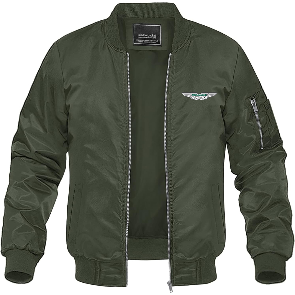 Men's Aston Martin Motorsports Car Lightweight Bomber Jacket Windbreaker Softshell Varsity Jacket Coat