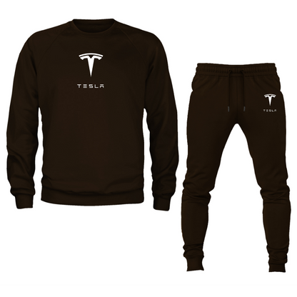 Men’s Tesla Motorsports Car Crewneck Sweatshirt Joggers Suit