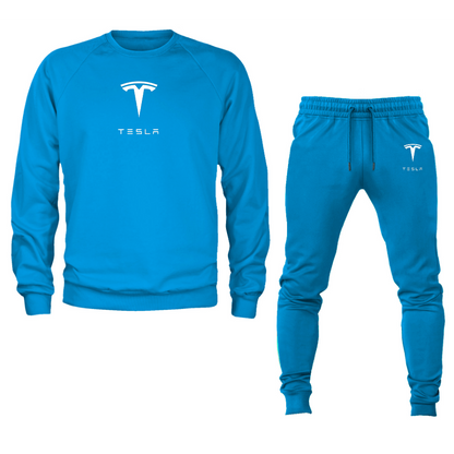 Men’s Tesla Motorsports Car Crewneck Sweatshirt Joggers Suit