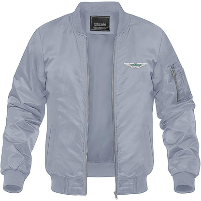 Men's Aston Martin Motorsports Car Lightweight Bomber Jacket Windbreaker Softshell Varsity Jacket Coat