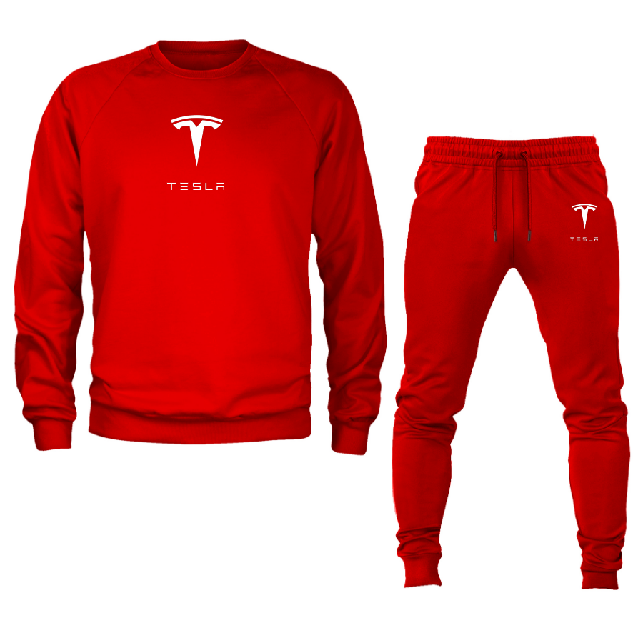 Men’s Tesla Motorsports Car Crewneck Sweatshirt Joggers Suit