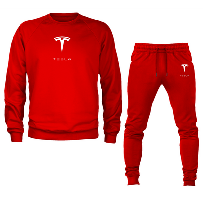 Men’s Tesla Motorsports Car Crewneck Sweatshirt Joggers Suit